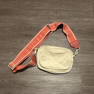 Offline by Aerie Beige Crossbody Bag with Coral Strap